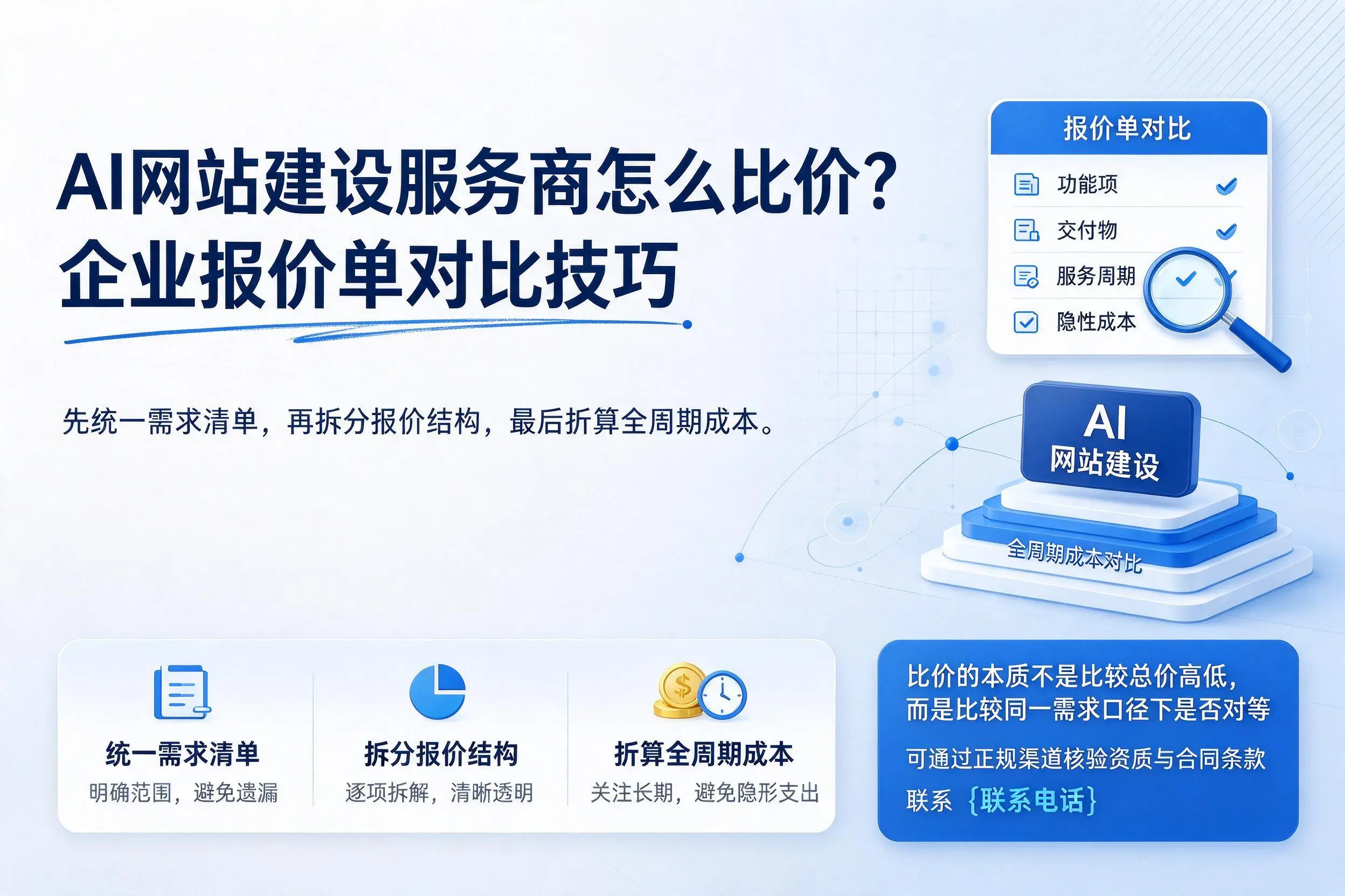 AI网站建设服务商怎么比价？黑河企业报价单对比技巧