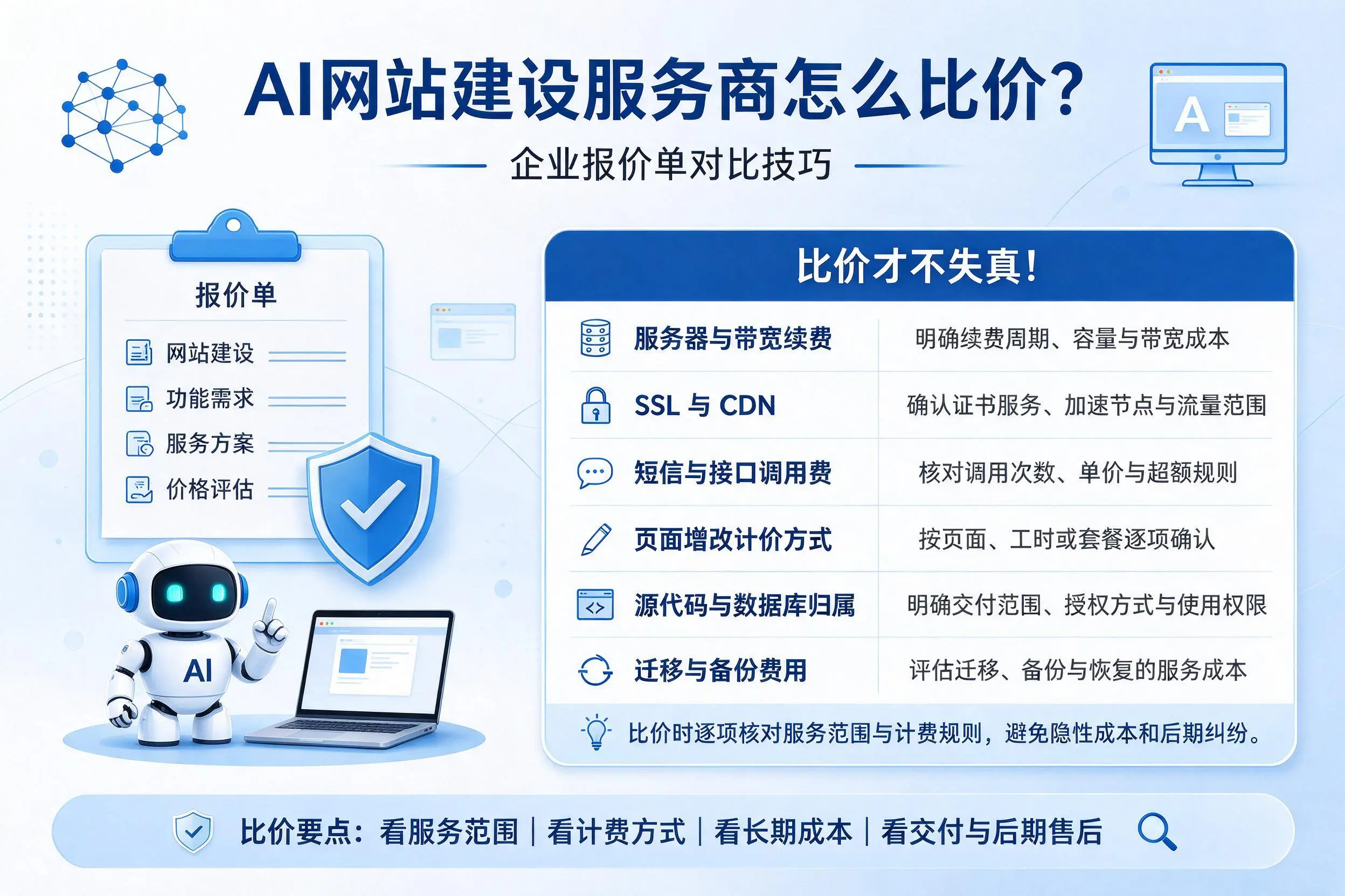 AI网站建设服务商怎么比价？黑河企业报价单对比技巧