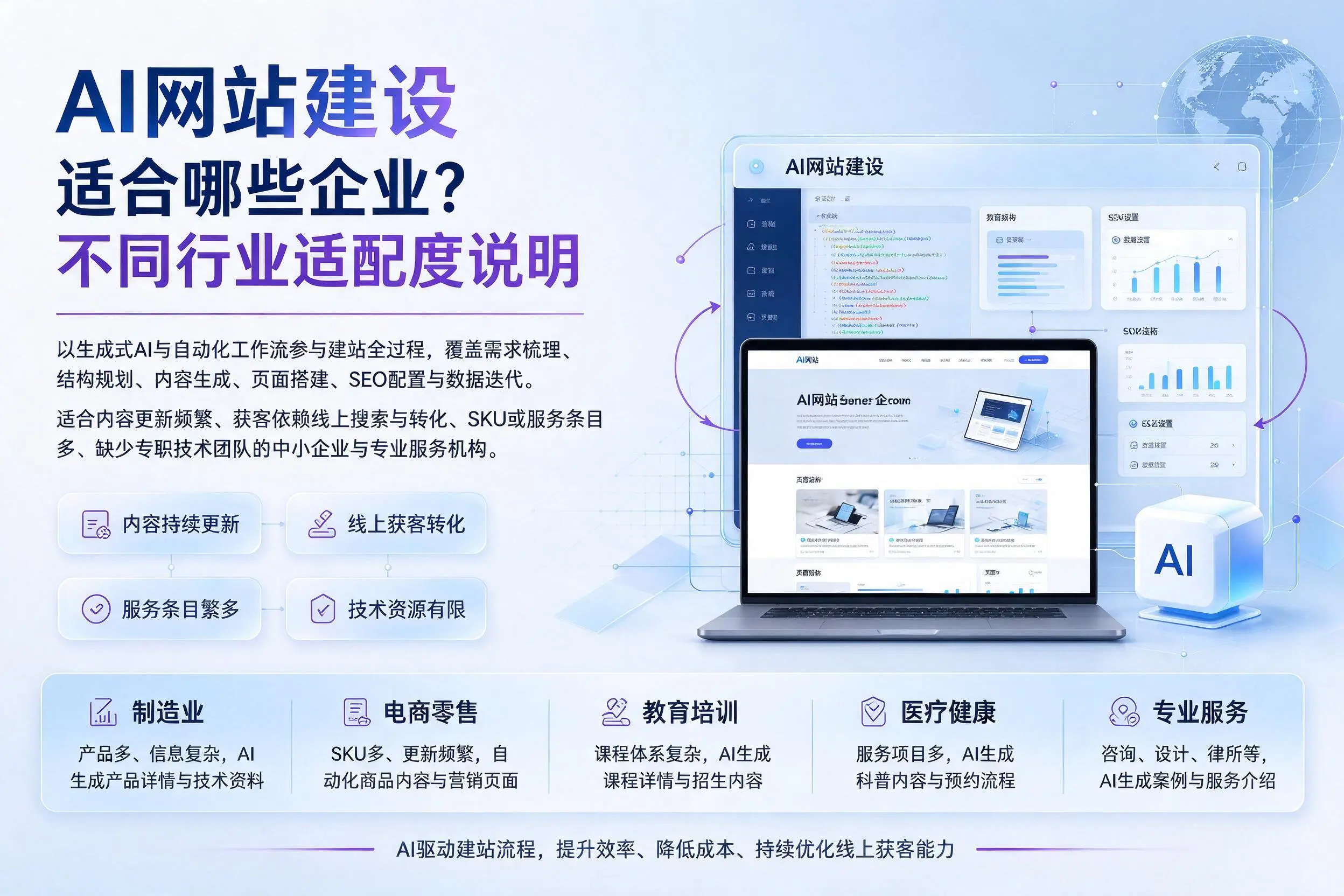 AI网站建设适合哪些企业？黑河不同行业适配度说明